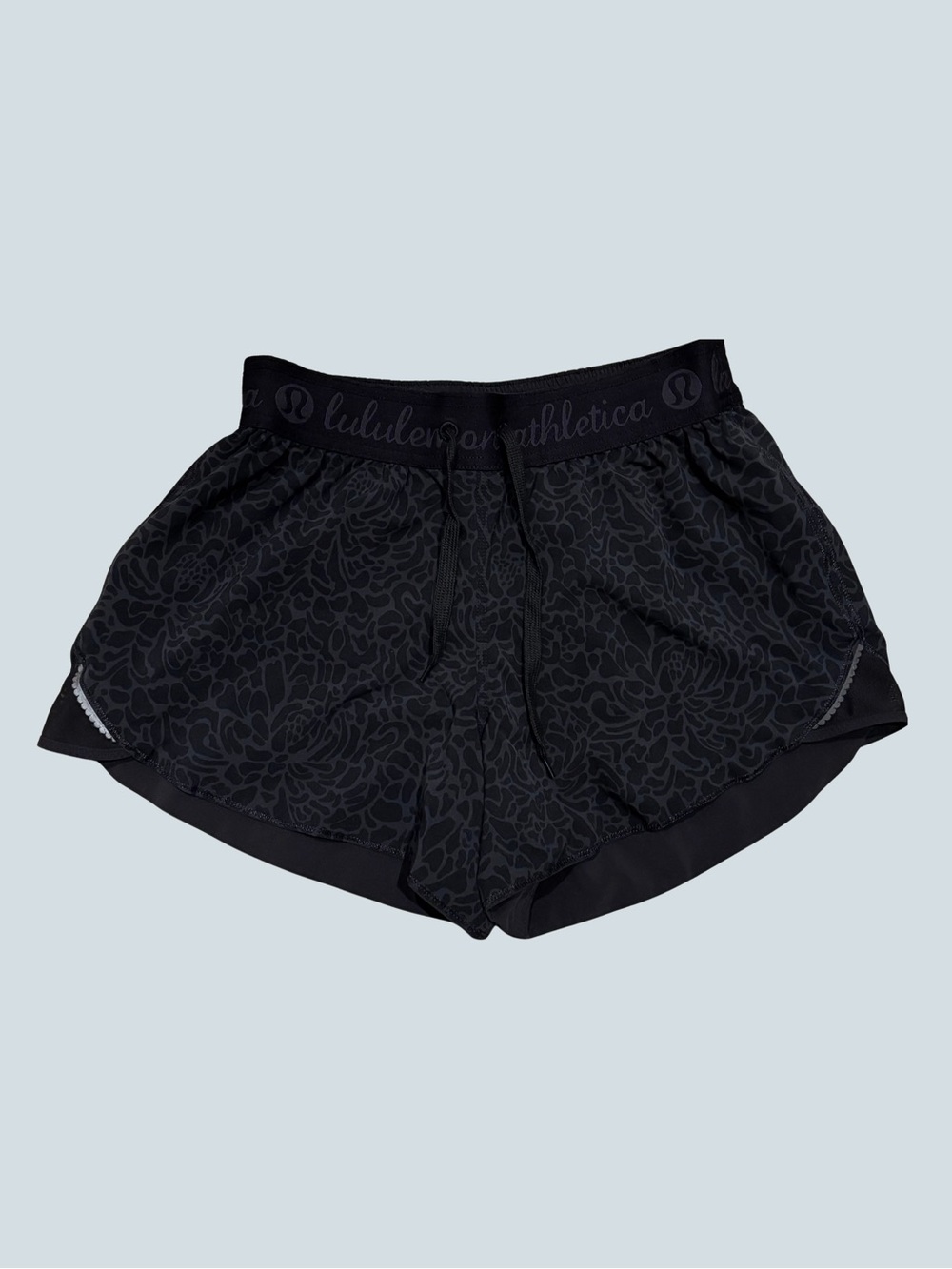 Vintage Lululemon “Go the Distance” Reversible Shorts • 2014 Black / Petal Camo